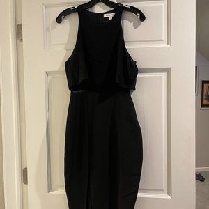 Elizabeth & James Black Midi Dress with Sheer Underlay in Size 2
